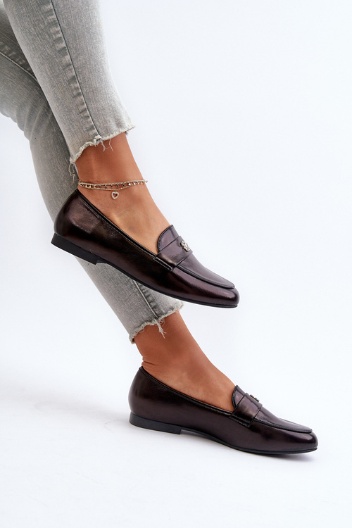 Mokasyny Damskie Na Płaskim Obcasie Czarne Sylvaine