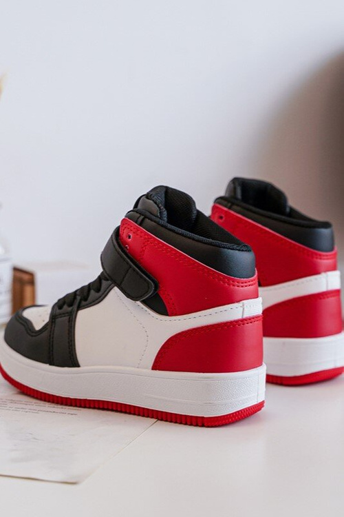 Wysokie Dziecięce Buty Sportowe Biało-Czerwone Teredite