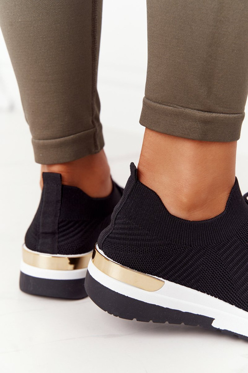 Sportowe Buty Sneakersy Na Koturnie Czarne Adeyla