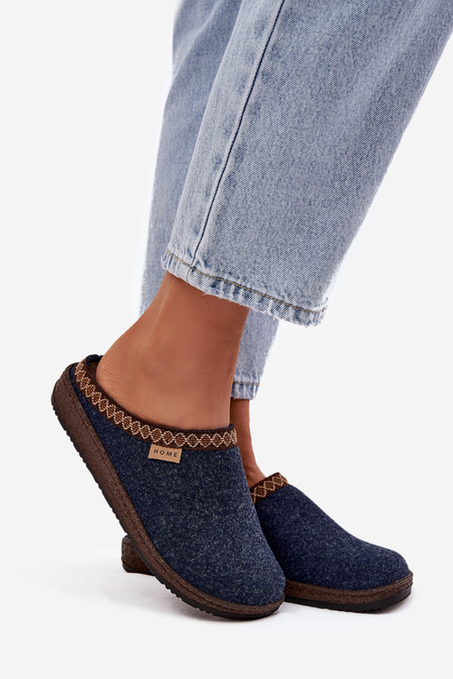 Kapcie Damskie Z Haftem Inblu NL000009 Granatowe