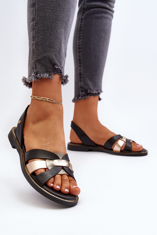 Zazoo 40382 Sandały Damskie Skórzane Czarne