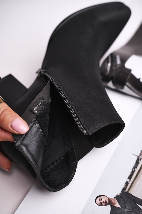 Botki Damskie Sergio Leone Sztyblety Eko Nubuk Czarne BT621