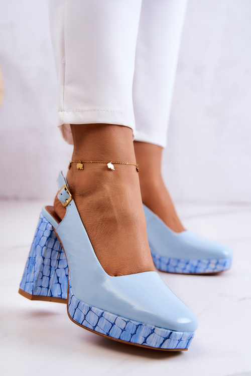 Czółenka Skórzane Maciejka 05441-06 Niebieskie