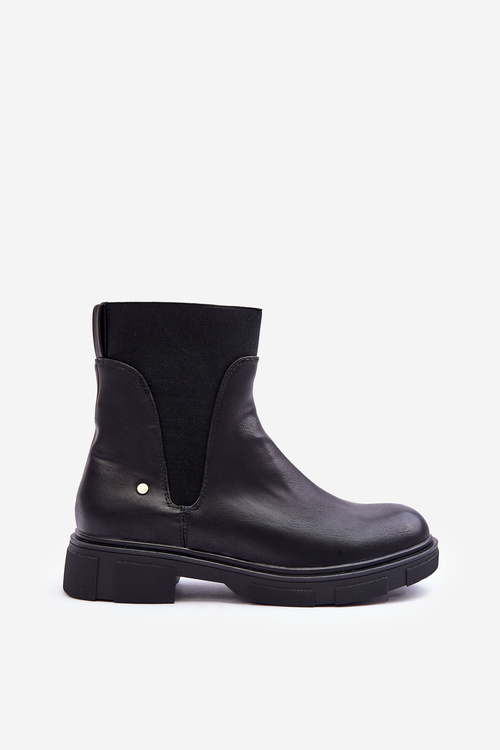 Skórzane Botki Sztyblety Damskie Czarny Tannaz