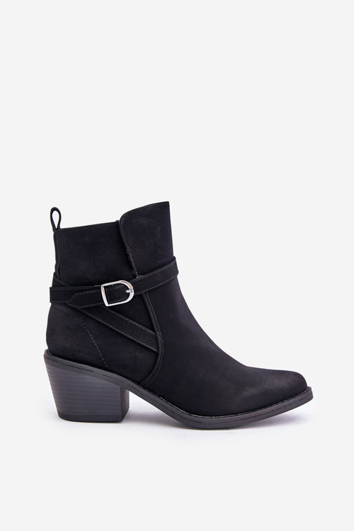 Botki Kowbojki Na Obcasie Z Noskami W Szpic Ocieplane Na Zamek Czarne Glamer