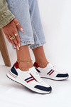 Buty Sportowe Skórzane Damskie Biało-Granatowe Lorvessa