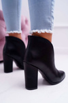 Botki Damskie Na Słupku Wsuwane z Wycięciami Czarne Mantana