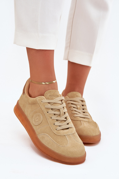 Zamszowe Sneakersy Damskie Big Star RR274849 HI-POLY SYSTEM Beżowe