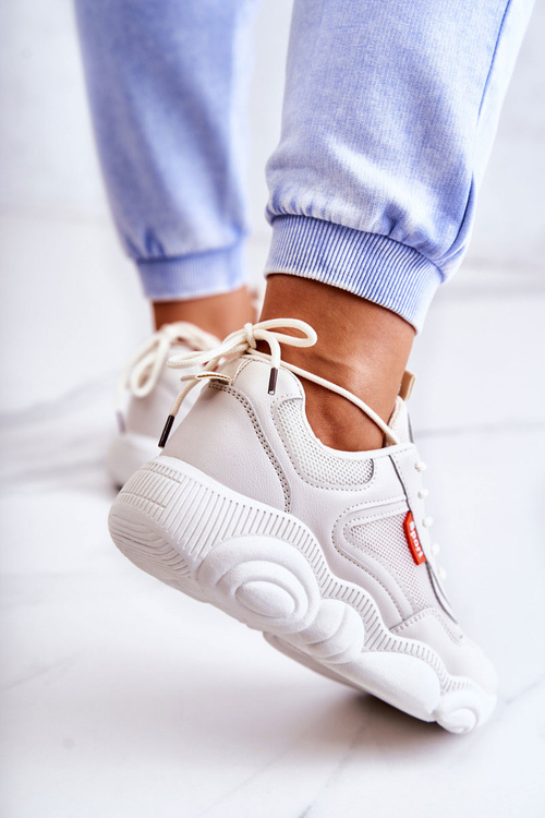 Damskie Sneakersy Buty Sportowe Z Siateczką Beżowe Sallis