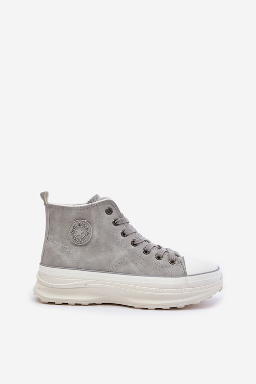 Ocieplane Trampki Damskie Na Platformie Big Star OO274073 Szare