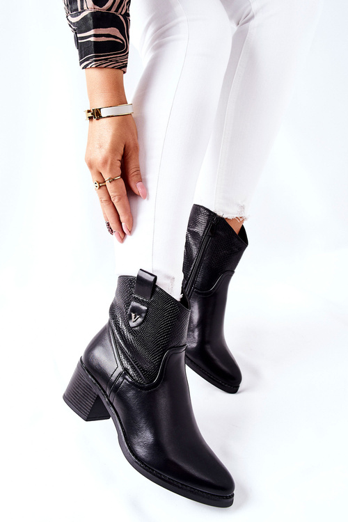 Damskie Ocieplane Botki Czarne Palile