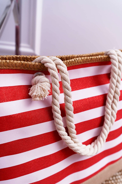 Plażowa Duża Czerwona Torebka Torba Damska