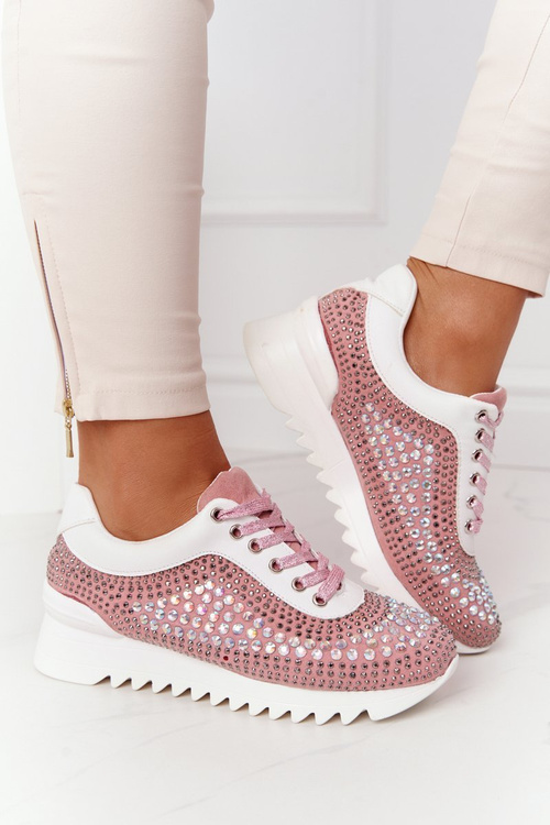 Sneakersy Na Koturnie Z Cekinami Lu Boo Różowe