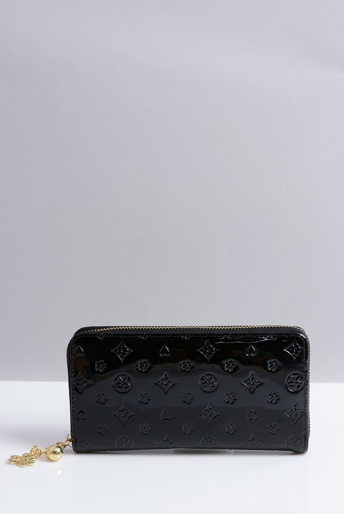 Portfel Damski Duży Lakierowany Złoty Zamek