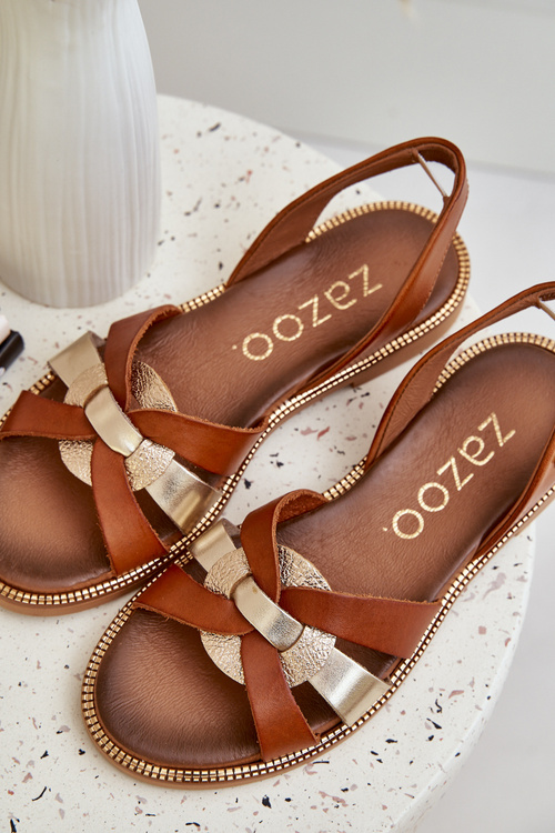 Zazoo 40382 Sandały Damskie Skórzane Brązowe