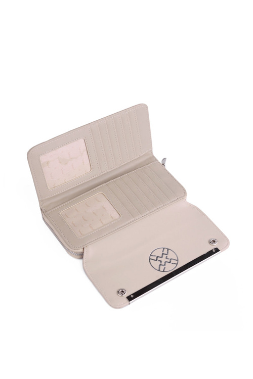 Duży Damski Skórzany Portfel Beżowy Elissie