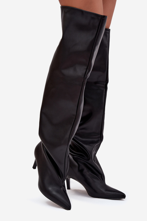 Kozaki Damskie Na Szpilce Wsuwane Czarne Mavilla