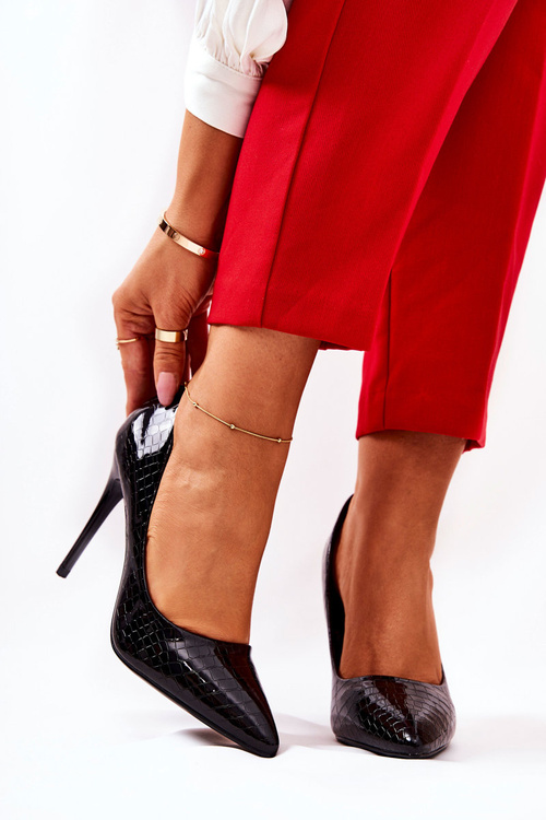 Szpilki Wężowy Wzór Czarne Tissoria