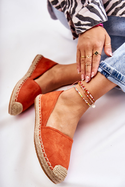 Klasyczne Damskie Zamszowe Espadryle Pomarańczowe Clarice