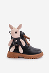 Skórzane Ocieplane Botki Dziecięce Na Zamek Z Misiem Vinceza 36261 Czarne