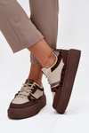 Damskie Sneakersy Na Platformie Big Star SS274356 Panterka Brązowo-Beżowe
