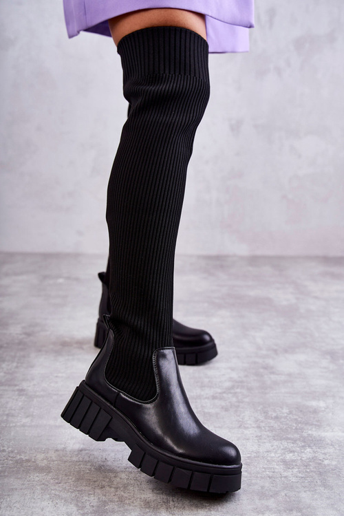 Wysokie Damskie Kozaki Za Kolano Czarne Austin