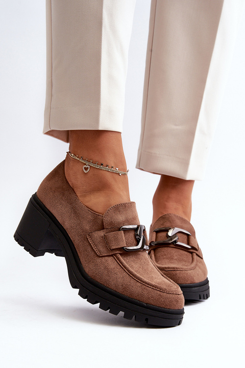 Zamszowe Półbuty Na Masywnym Obcasie Brązowe Finley