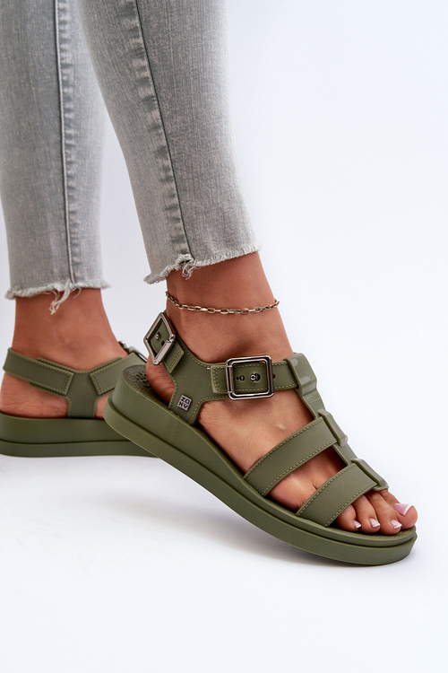 Pachnące Gładkie Sandały Damskie ZAXY NN285005 Zielone