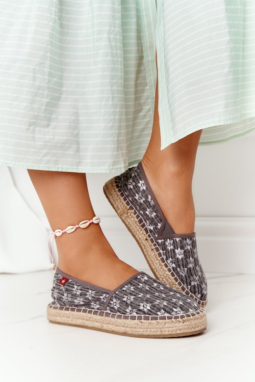 Espadryle Na Plecionej Platformie Big Star AA274680 Szare
