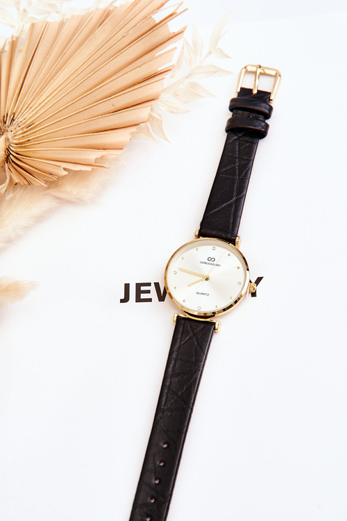 Damski Skórzany Zegarek Giorgio&Dario Czarny