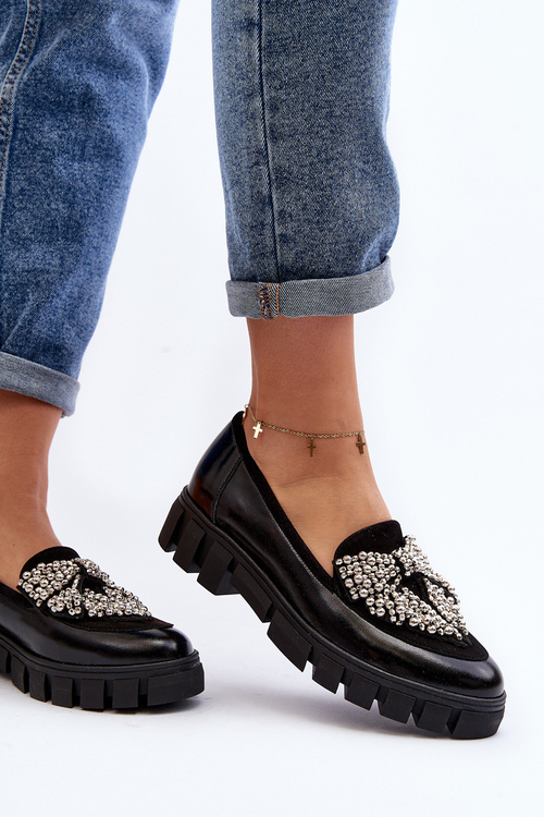 Lakierowane Mokasyny Damskie Laura Messi 2785 Czarne