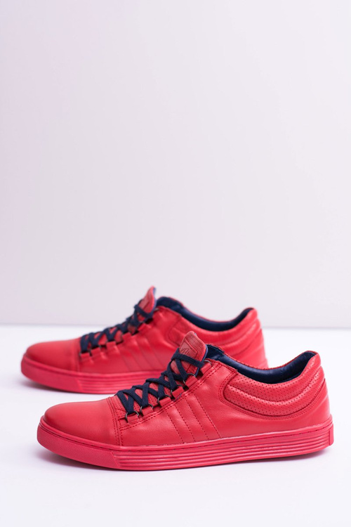 Męskie Skórzane Tenisówki Czerwone Elon