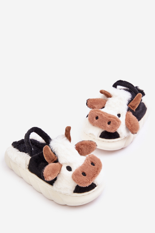 Dziecięce Futrzane Kapcie Z Motywem Krowy Białe Tamorrin