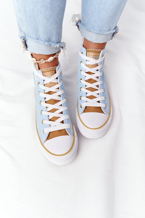 Damskie Wysokie Trampki Big Star HH274449 Niebieskie