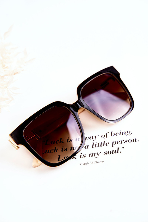 Damskie Okulary Przeciwsłoneczne V120026 Czarno-Beżowe