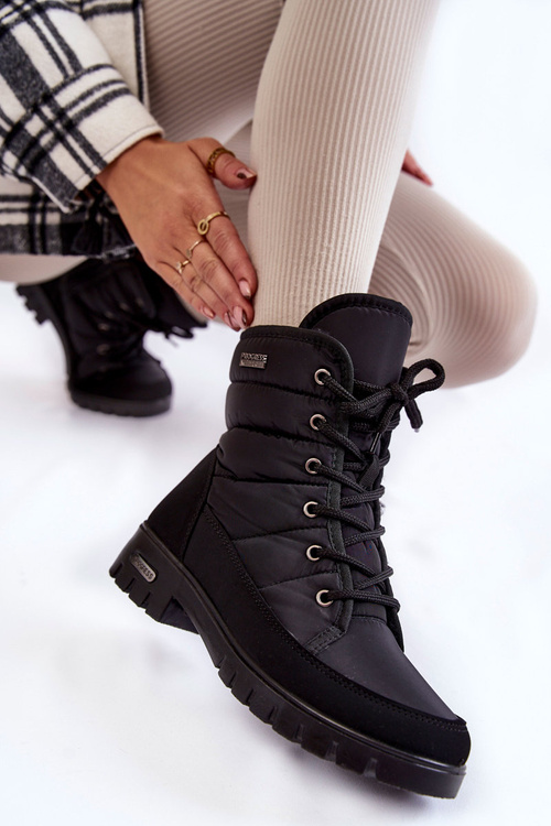 Damskie Ocieplane Śniegowce Progress PROGJ-21-14 Czarne