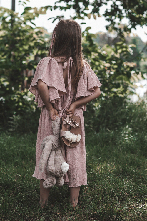 Modne Dziecięce Sandały Z Kwiatami Beżowo-Złote Poly