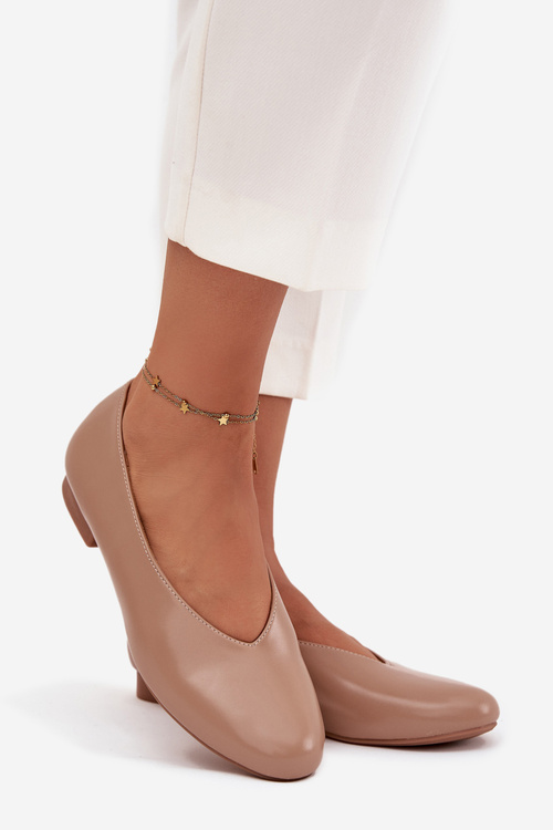 Baleriny Damskie Z Eko Skóry Na Płaskim Obcasie Beżowe Olyssia