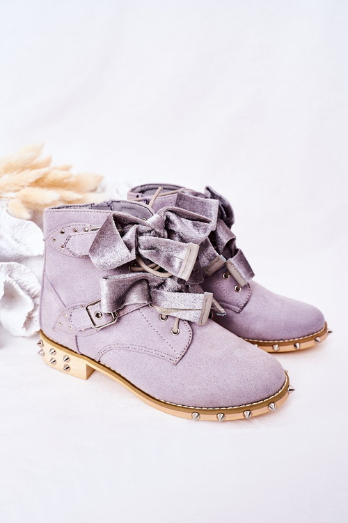 Dziecięce Ocieplane Botki Z Ćwiekami Lu Boo Szare