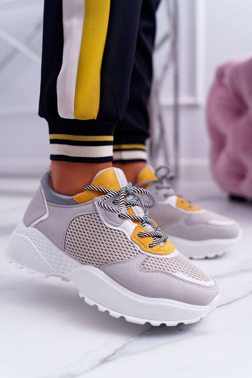 Sportowe Damskie Buty Wysoka Podeszwa Żółte Chillout