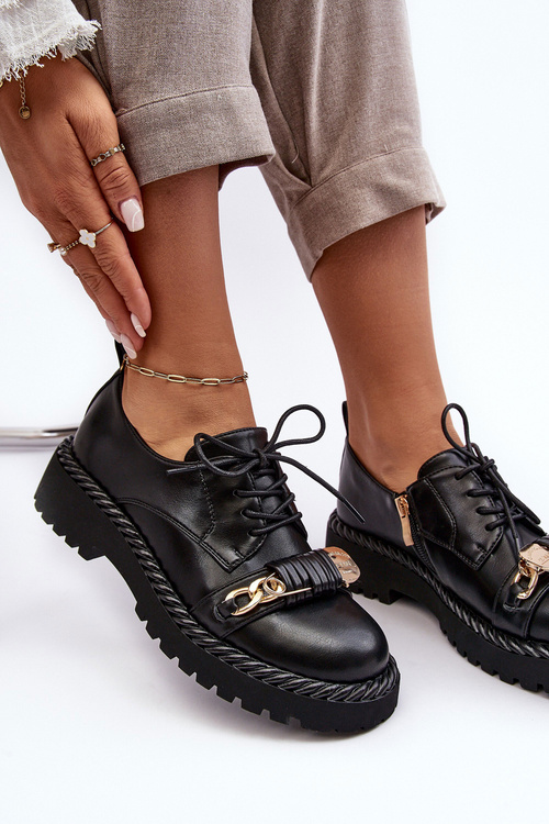 Damskie Skórzane Półbuty D&A MR870-80 Czarne