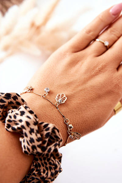 Bransoletka Zawieszki Listek Cyrkonie Złota Berolti