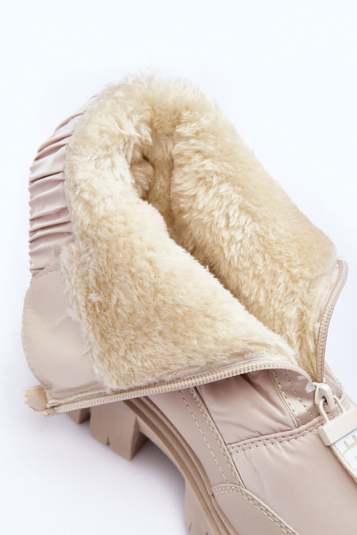 Wysokie Śniegowce Damskie Ocieplane Beżowe Freoc