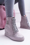 Damskie Trampki Lu Boo Z Łańcuchami Zamszowe Szare Monica