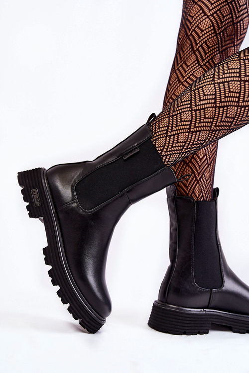 Wysokie Ocieplane Wsuwane Botki Sztyblety Big Star KK274500 Czarne