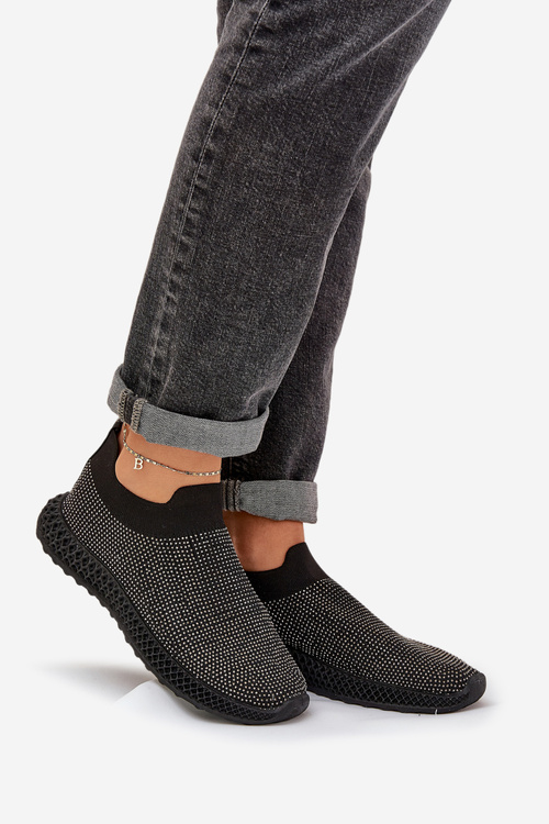 Wsuwane Buty Sportowe Damskie Ze Zdobieniem D&A TW121 Czarne