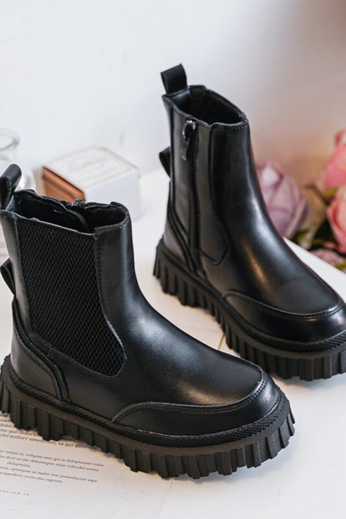 Botki Dziecięce Na Suwak Ocieplane Czarne Jolynn