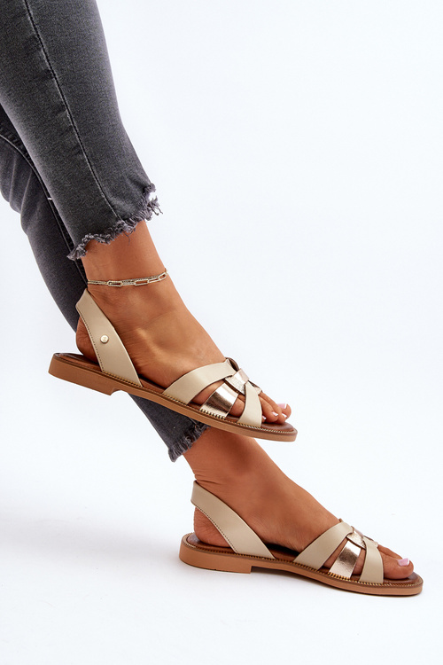 Zazoo 40382 Sandały Damskie Skórzane Beżowe