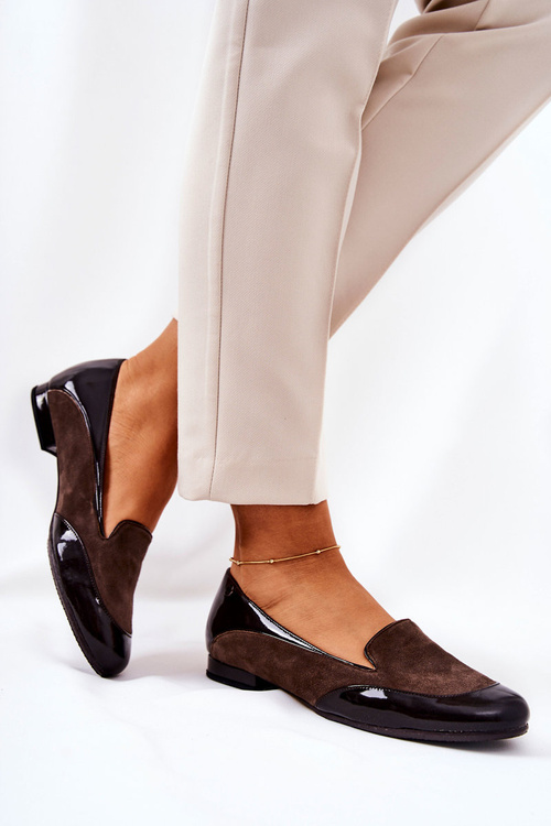 Skórzane Baleriny Monnari 0920-017 Brązowe