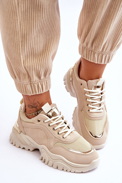 Klasyczne Sportowe Buty Na Platformie Beżowe Need It